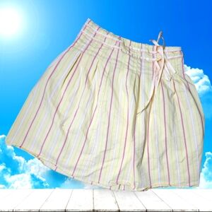 Old Navy Yellow Striped Skirt – Size 2, A-Line with Bow Tie, Lined, Lngth 20.5"